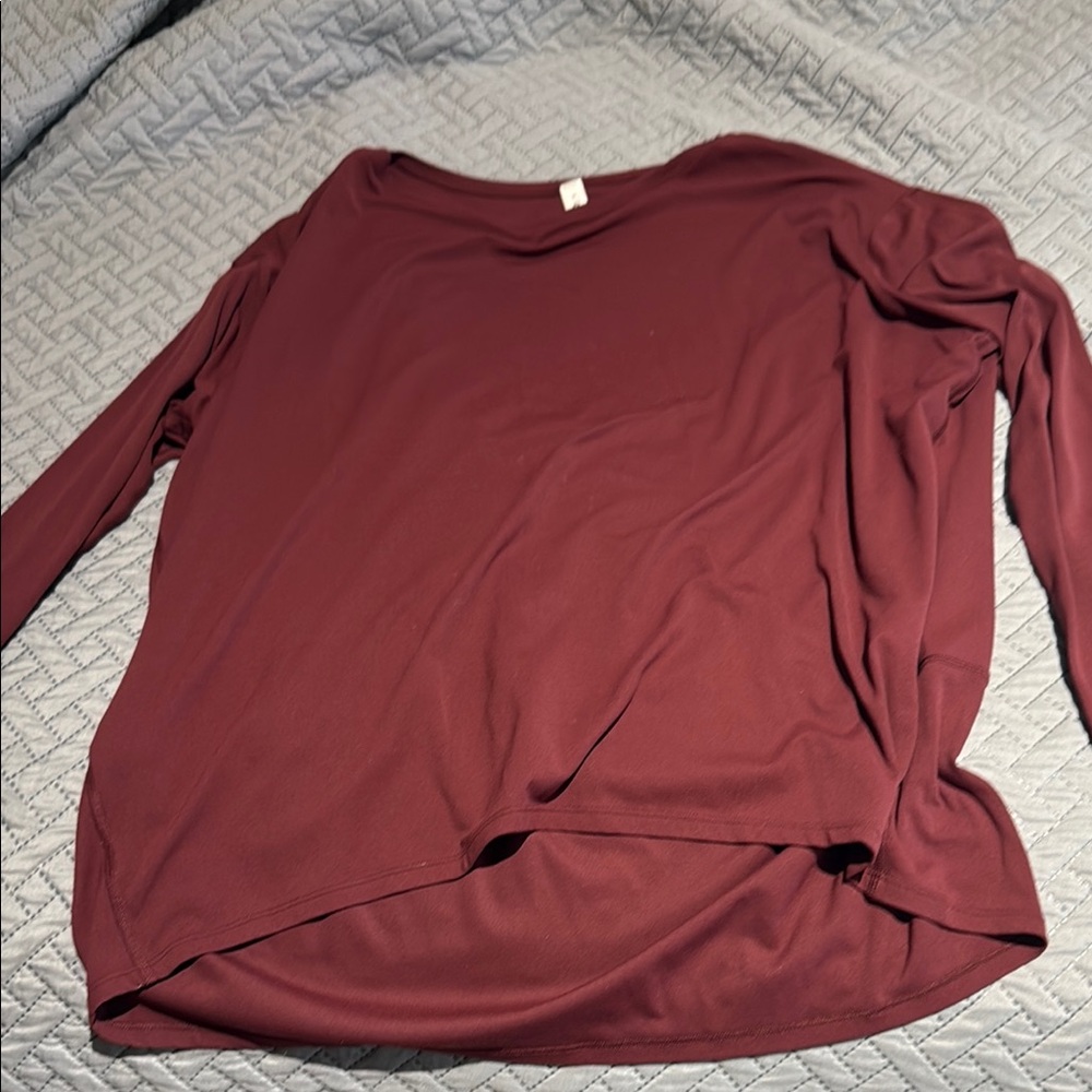 Lululemon Athletica burgundy Asymmetrical Long Sleeve Blouse